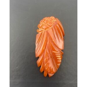 Vintage Art Deco Carved Bakelite Leaf dress clip light brown caramel 30s 40s‎ 2"